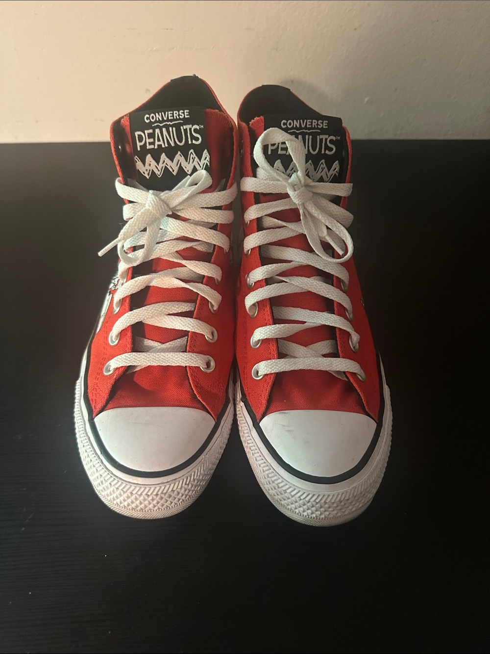 Converse Peanuts Red and White High-Top Sneakers